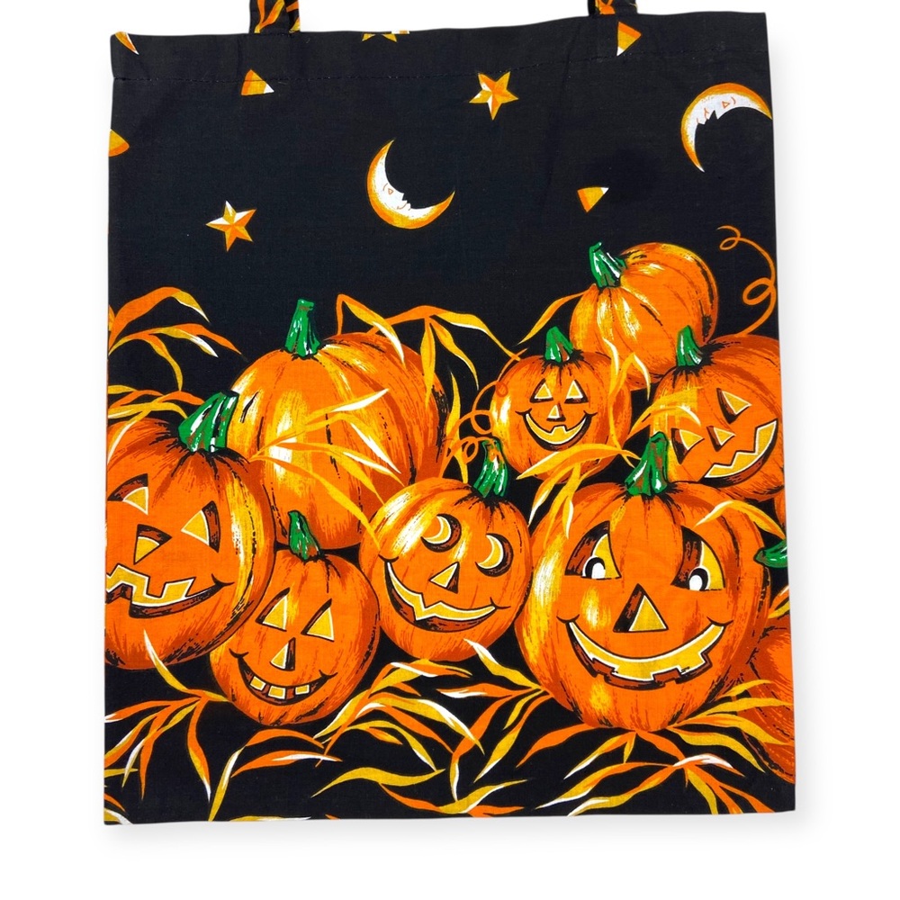 Vintage Handmade Halloween Pumpkin Shoulder Tote Bag - Picture 2 of 10